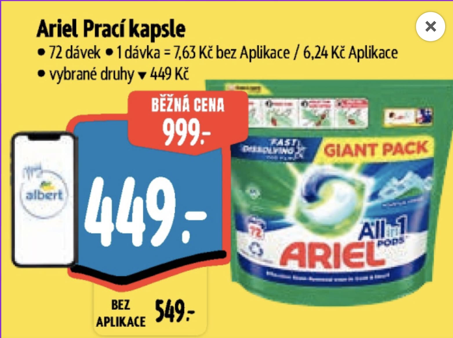 Balení Persil pracích kapslí s výrazným označením slevy