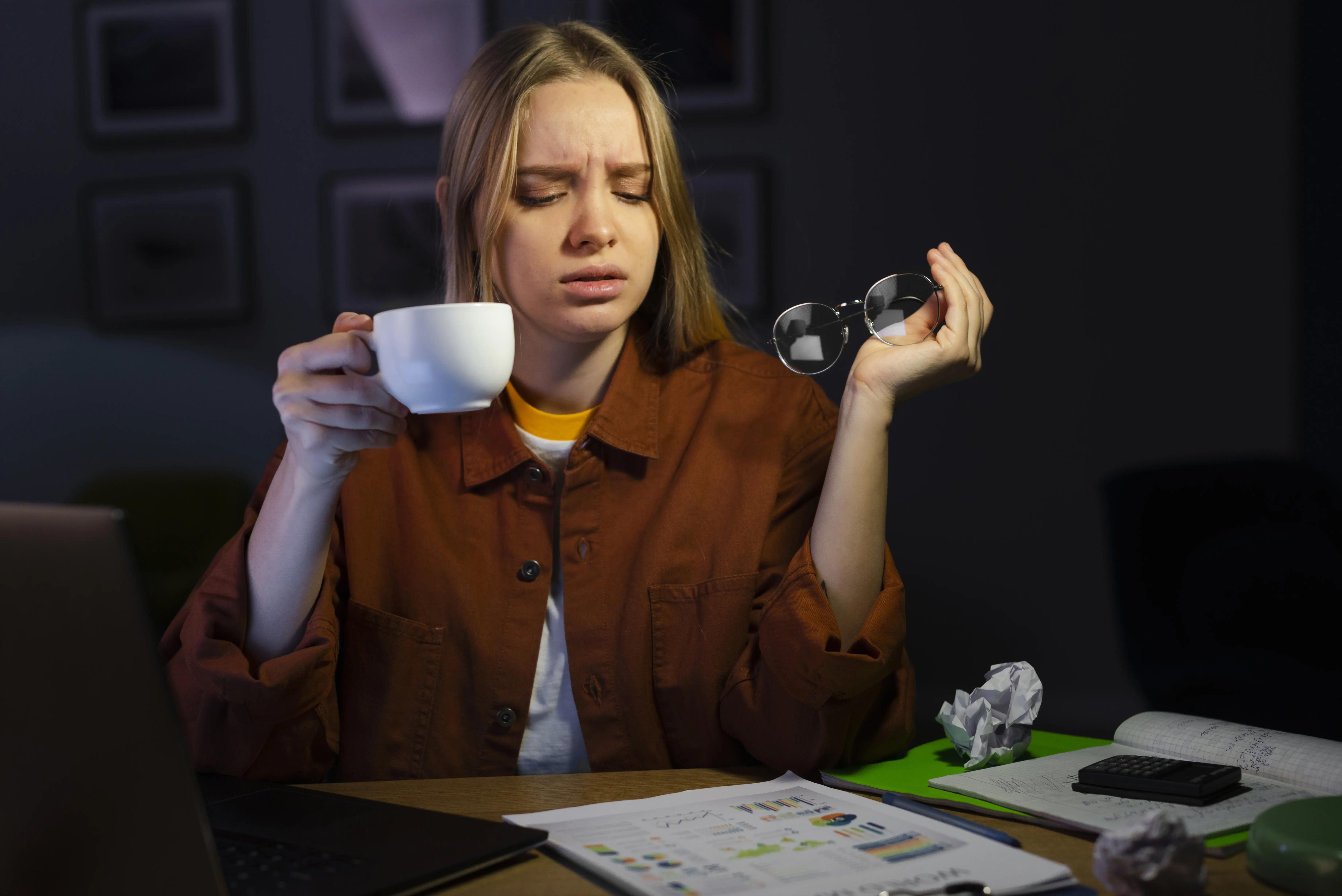 Lékařka s vážným výrazem ukazuje na lékařskou zprávu